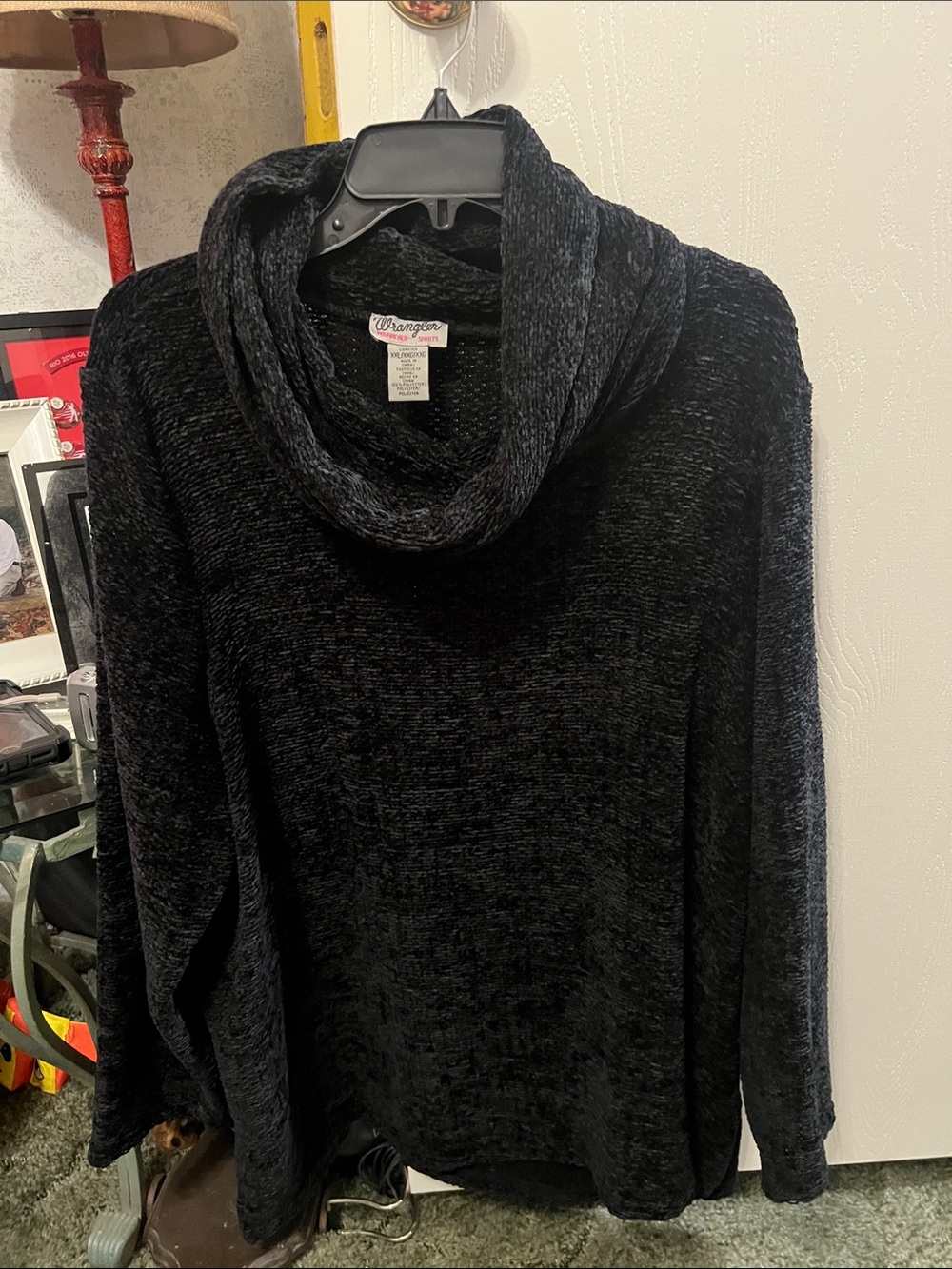 Wrangler Black Chenille Cowl Neck Pullover Sweater